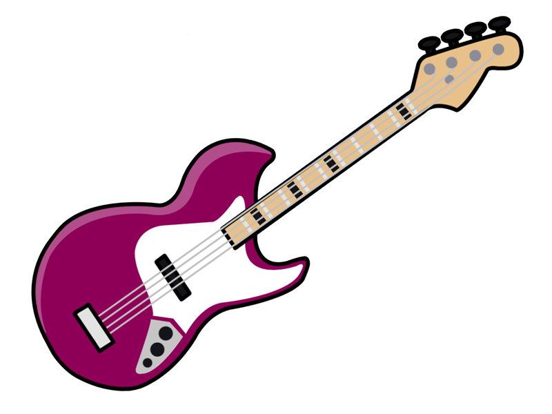 Purple bass guitar